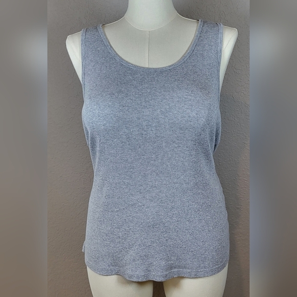 Venezia Tops - VENEZIA Plus Size Ribbed Tank Top in Heathered Gray - Size 14/16 or Size 1X